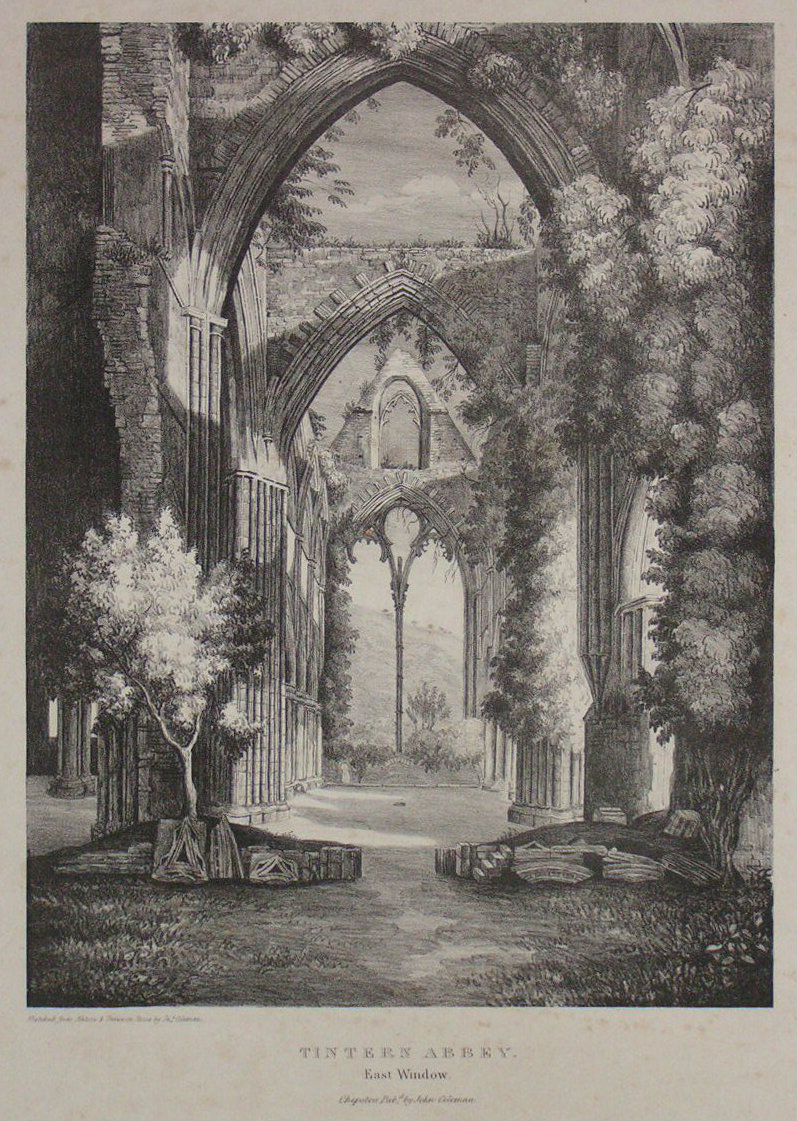 Lithograph - Tintern Abbey, East Window - Coleman